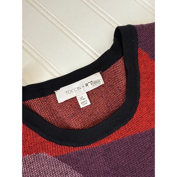 TOCCIN Women's Nora Colorblocked Midi Dress Abstract Multi Bodycon Size XL - Picture 9 of 11